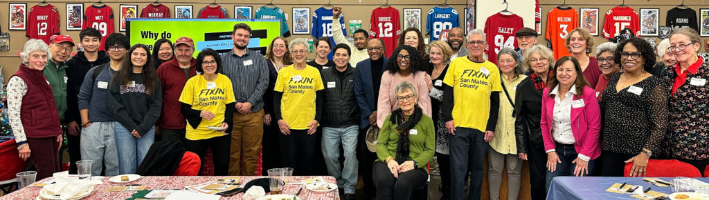 A bunch of Fixin' volunteers and supporters at our 2025 holiday party